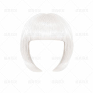Bob wig with bangs realistic short straight hair for students cosplay Halloween Party Black Long Straight Hair