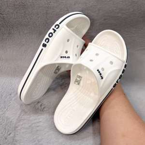 New Men Casual Beige Rubber Slides with Logo Embellishment