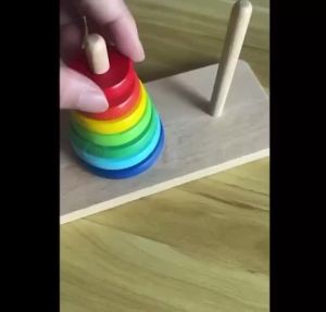 Baby Educational Wooden Puzzle Toy Hanoi Tower Trap Tower Building Blocks for Toddlers Parent