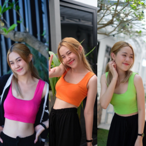 🌈SpinnyHouse🌈 ครอปคอเหลี่ยม เสื้อคอเหลี่ยม เสื้อกล้ามครอป สวยสุดแซ่บ รุ่น ครอป บราไม่มีฟองน้ำ Bra