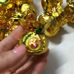 Túi vàng tài lộc thư pháp chữ Phúc trang trí tháp tỏi size 3x4cm