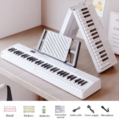 61-Keys Foldable Portable Electronic Piano Keyboard Package Rechargeable Adult Beginner Student Smart Kids Gift