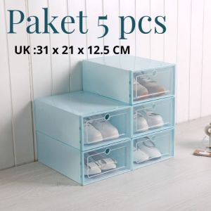 Paket Hemat 5PCS! Kotak Sepatu Lipat Tebal Shoes Storage Box Organizer Rak Sepatu Plastik Susun Box Tempat Penyimpanan Sepatu Dan Sandal HOME INTERIOR88