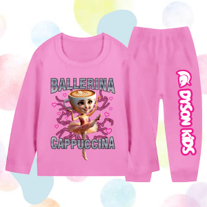 Baju Kaos Setelan Piyama Tidur Anak Perempuan Anomali Motif Ballerina Cappuccina Celana Panjang