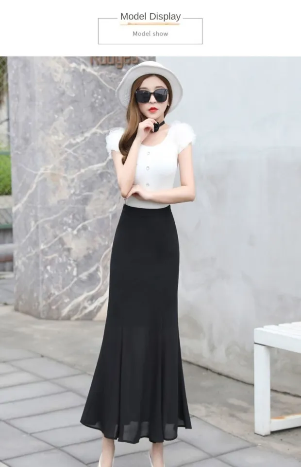 Thin Half Skirt Women Summer High Waist Long Half Skirt Drop Feeling  One-step Skirt Skirt Skirt Wrap Hip Skirt Skirt Fishtail Skirt Long Skirt