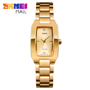 SKMEI 1400 Womens Quartz Watch Luruxy Diamond Dial Fashion Lady Wristwatch Stainless Steel Band 30m Waterproof