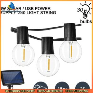 Vktech Durable Solar String Lights G40 Shatterproof LED Bulbs Outdoor Waterproof for Garden and Patio
