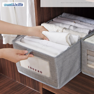 JustLiving Foldable Wardrobe Clothing Organizer Box Household Non Woven Durable Fabric Underwear Storage Box Space-Saving Drawer Wardrobe Storage Box Finishing Container
