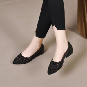 Free Shipping Mesh WomenS Shoes Hollow-Out Sandals New Summer Styles Breathable Mesh Chunky Heels WomenS Mid-Heel Shoes Comfortable For Moms