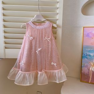 1-9 ปี ฤดูร้อนเด็กสาวกุทัเดรสเจ้าหญิงตาข่ายเกาหลี สำหรับเด็ก เสื้อผ้าเด็กผู้หญิง