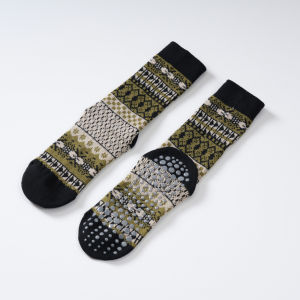 Retro Color match yoga Pilates aerobics socks non slip Women Calf socks cotton Sports Zumba Indoor exercises fitness Floor Socks