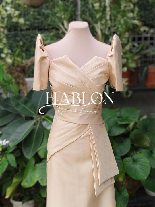 green emerald velvet dress White Full Laced Filipiniana Dress
