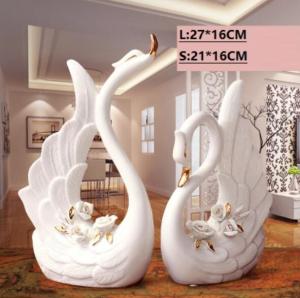 2PCS Gốm sứ thiên nga những người yêu thích trang trí nội thất hàng thủ công bằng gốm Sứ động vật bức tượng nhỏ đồ trang trí đám cưới những người yêu thích món quà