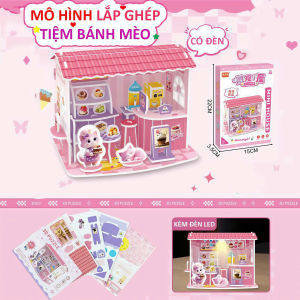 Mô Hình Lắp Ghép Ngôi Nhà Cửa Hàng Bằng Xốp Đồ Chơi Ráp Hình 3D Cửa Hàng Kèm Đèn Led Nhiều Chi Tiết