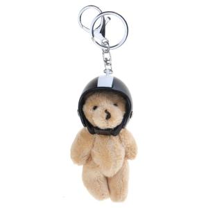 Gấu Móc treo chìa khóa với mũ bảo hiểm sang trọng Mũ bảo hiểm móc treo động vật Keychain balo thời trang Đồ treo trang trí cho phụ nữ