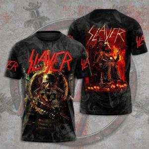 [Local Stock] HBESTY Halloween Christmas Fashion Mens T-shirt Rock Band Slayer 3D Printed T Shirts Men Women Hip Hop Short Sleeve Tee Oversized Streetwear Tops Clothing