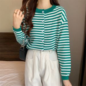 B3584 Beatrix Casual Stripes Knit Cardigan