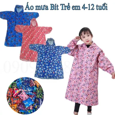 Áo Mưa Trẻ Em Vải Dù Bít 2 Bên từ 6 đến 11 tuổi