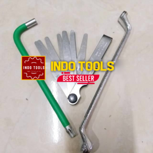 Kunci Stel Klep Motor 3 pcs Paket servis klep kunci klep 17x24 feeler gauge kunci ring 8x9mm