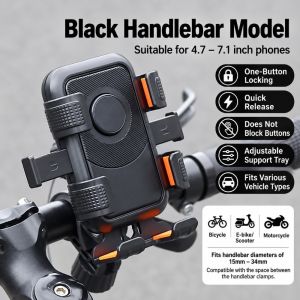 CXXP Shockproof Bike Phone Holder Anti Slip Free Rotating Handlebar Phone Mount Portable One-Touch Locking Universal Phone Bracket for iPhone/Xiaomi/Samsung Food Delivery Rider
