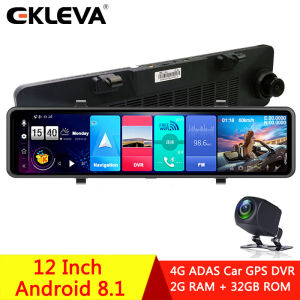EKLEVA 12 Inch Full Screen Rear View Mirror Dash Cam Android 8.1 4G Car DVR Dash Camera ADAS WIFI Navigator Dash Cam 1080P Video Recorder
