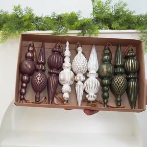 Sacesr Plastic Vintage Finial Christmas Ornaments Conical Shape Retro Christmas Tree Icicle Hanging Baubles Antique Style Shatterproof M1Y4T