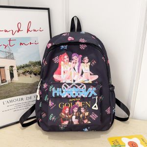 CUFEI Nylon Demon Hunters Backpack Anime Print KPop Design Student Backpack Cartoon Anime Backpack School Use