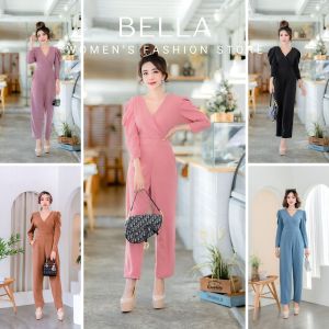 be-jl10 jumpuit จั้มสูทขายาว ไขว้หน้า แขน 3/4 ผ้ายืด ทั้งตัว ชุดผู้หญิง ชูดสาวอวบ ชูดออกงาน ชูดทำงาน แฟชั่นผู้หญิง