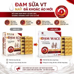 ĐẠM WACE – BỔ SUNG ĐẠM WHEY ĐỒNG HÀNH CÙNG SỨC KHỎE MỖI NGÀY Khi chế độ ăn hằng ngày chưa cung cấp đầy đủ đạm vitamin và khoáng chất việc bổ sung dinh dưỡng phù hợp sẽ giúp cơ thể duy trì trạng thái khỏe khoắn và năng động hơn. Đạm Wace là thực phẩm