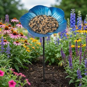 LIANG Flower Shape Bee Butterfly Watering Station Garden Stake Patchwork Garden Birdbath Water Feeder Ornamental Horticulture Insect Drinking Cup Lawn