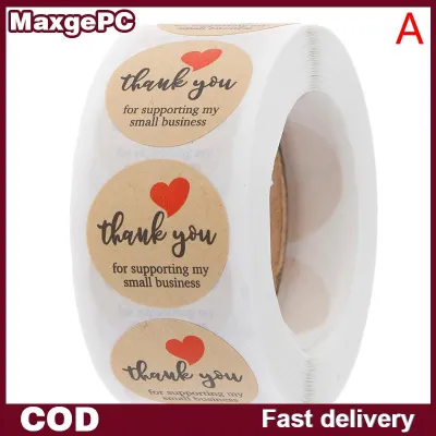 MaxgePC สติกเกอร์ขอบคุณ500ชิ้นป้ายสติกเกอร์กระดาษทรงกลมสำหรับตกแต่ง