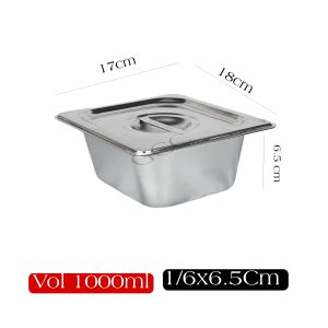 Food Box Stainless Steel Tutup 1/6 Sauce Box Tempat Sambal Makanan Restoran 1000 / 1600 / 2200ML