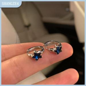【SHANGZE4】 Y2k Hợp Thời Trang Dễ Thương Ngọt Ngào Sao Màu Xanh Hoop Bông Tai Cho Phụ Nữ Cô Gái Đơn Giản Mới Thời Trang Cổ Điển Bông Tai Đồ Trang Sức Thẩm Mỹ Quà Tặng