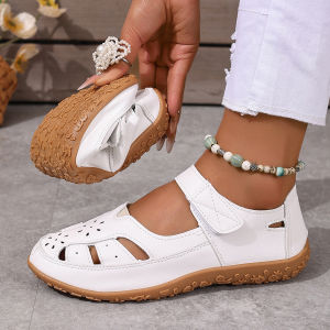 [Free Shipping] Plus-size flat sandals new spring-summer womens lightweight Roman sandals hollow-out womens shoes closed-toe sports sandals
