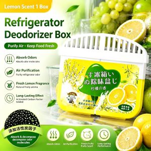 Fridge Deodorizer 120g Activated Carbon Tea Polyphenols Dual‑Effect Fridge Freshener Neutralizes Odors Last 1‑2 Months Lemon & Peach Scent COD