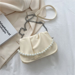 beg tangan wanita handbag women handbag sling bag bag women High-end pearl bracelet soft high-quality leather with double compartments every girl must have bag perempuan Luss-134