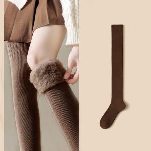 1 Pairs of Cozy Thermal Over The Knee Socks for Women Warm and Stylish Winter with Thickened Warm Thigh-High Socks