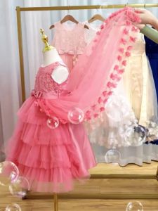 FCMQATZ New High Quality Baby Lace Princess Dress For Girl Elegant Birthday Party Trailing christmas Clothes 3-12 Years T5399