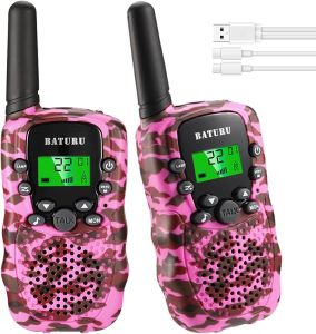 BATURU Walkie Talkies for Kids Rechargeable Kids Walkie Talkies 2 Pack Camouflage Walkie Talkies Toys Gifts for 4 5 6 7 8 9 10 Year Old Stocking Stuffers for Kids Girls Toddlers Christmas