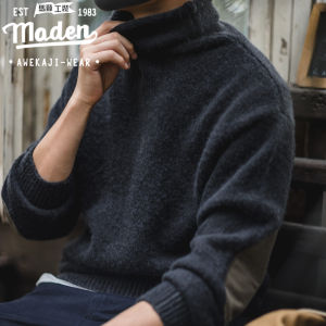 Maden brand men American retro 2025 autumn new simple fresh mohair turtleneck sweater campus style gentleman boyfriend solid color wild charcoal black long-sleeved literary fan sweater