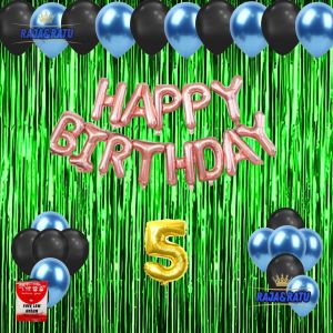 Paket Dekorasi Pesta Balon Happy Birthday Rosegold Set Dekor Ulang Tahun Tirai Hijau Simple