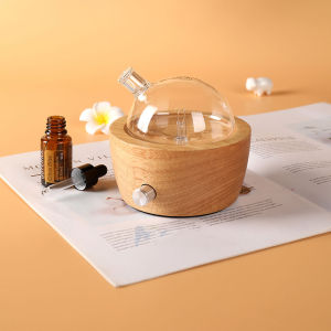 FLOWEROMA Snow House Essential Oil Diffuser Wood & Glass Waterless No Heat Aroma Nebulizer for Home Aromatherapy