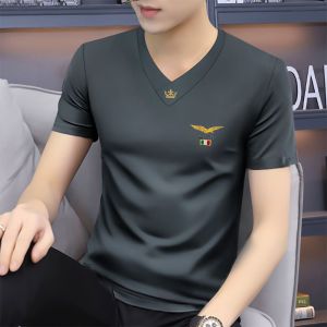 แหล่งผลิตฤดูร้อน v ชุดเสื้อแขนสั้นผู้ชายที่ระบายอากาศได้ดี t ทีเชิ้ต กีฬา ผ้าไหมน้ำแข็ง แขนสั้น สบายๆ แบรนด์ทันสมัย ทีเชิ้ตท็อป