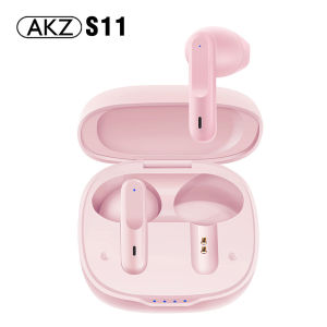 Tai nghe bluetooth hồng xinh pink AKZ S11 cao cấp âm thanh sống động chống ồn tốt giá rẻ bảo hành 24 tháng