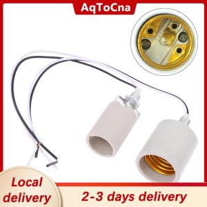 [COD] AqToCna Ship within 24 hours LED Light Ceramic Screw Heat Resistant Adapter Home Use Socket Round For E14 Bulb Base E27 Lamp Holder With Cable
