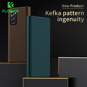 FLOVEME Luxury Pattern Phone Case for Samsung Galaxy Z Fold 6 Z Fold 5 Fold 4 3 Carbon Fiber With Stand Flip Shockproof Back Cover For Galaxy Z Fold6 Z Fold 5 Fold 4 3
