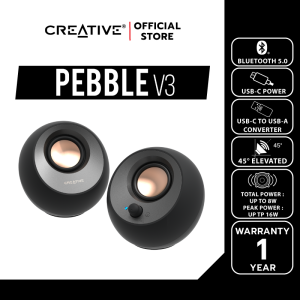 CREATIVE SPEAKER Pebble V3 (Black-สีดำ) ลำโพงสไตล์มินิมอล รองรับ USB-C / บูลทูธ