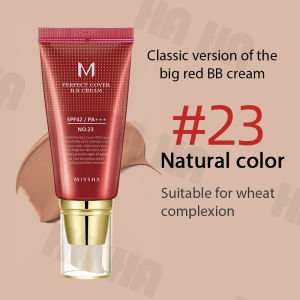 MISSHA 50ml M Perfect Cover BB Cream SPF42 PA+++ No21/23 - Skin Brightening + Tone Correcting - 24H Natural Finish - Korean Longwear Makeup with Niacinamide