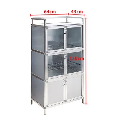 3-layer aluminum alloy cabinet multifunctional kitchen cabinet dish cabinet storage simple cabinet