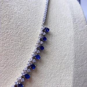 FS Natural Sapphire Luxury Pendant Necklace S925 Pure Silver With Certificate Fine Charm Wedding Jewelry for Women MeiBaPJ